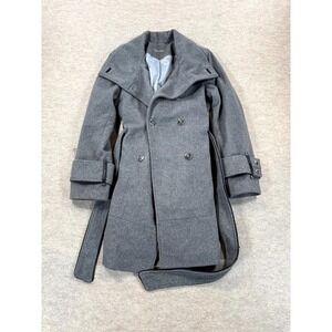 Calvin Klein Pea Coat Womens Gray Wool Double Breasted Button Front Winter M/L